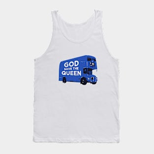 God save the Queen design on a blue London bus Tank Top